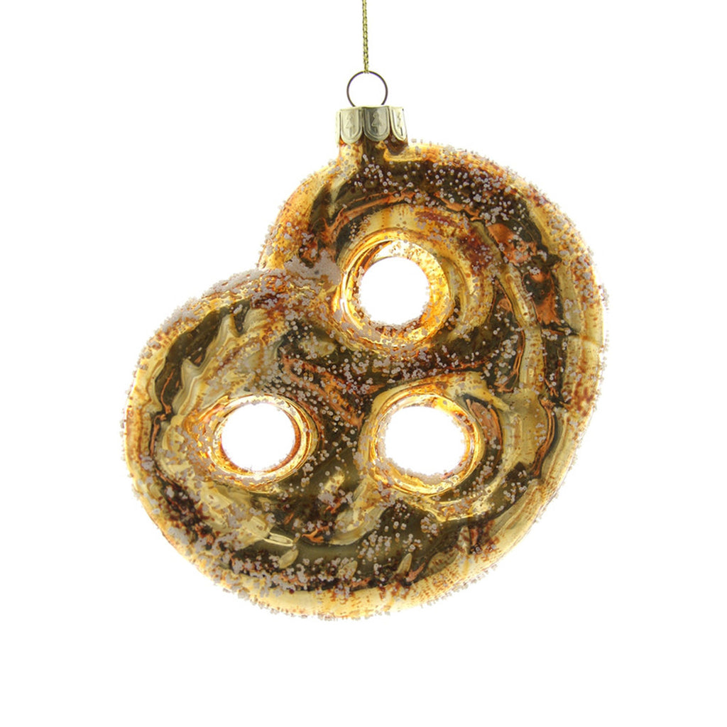Cody Foster soft salted pretzel glass holiday tree ornament.