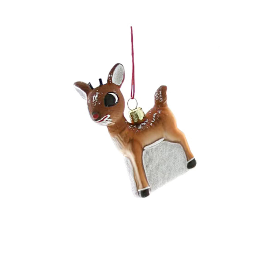 Cody Foster Rudolph the Red Nosed Reindeer glass holiday ornament.