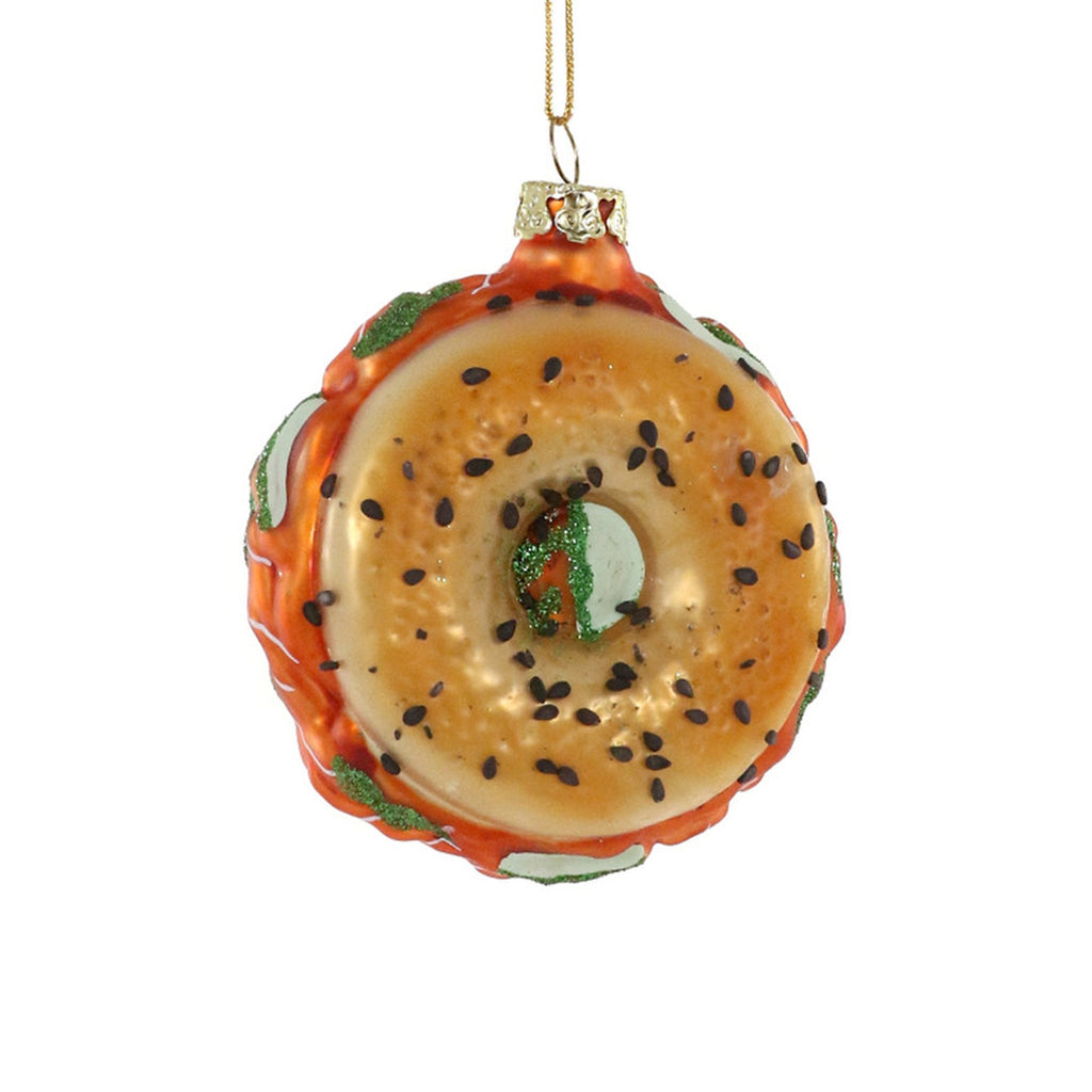 Cody Foster Bagel with Lox glass holiday tree ornament.