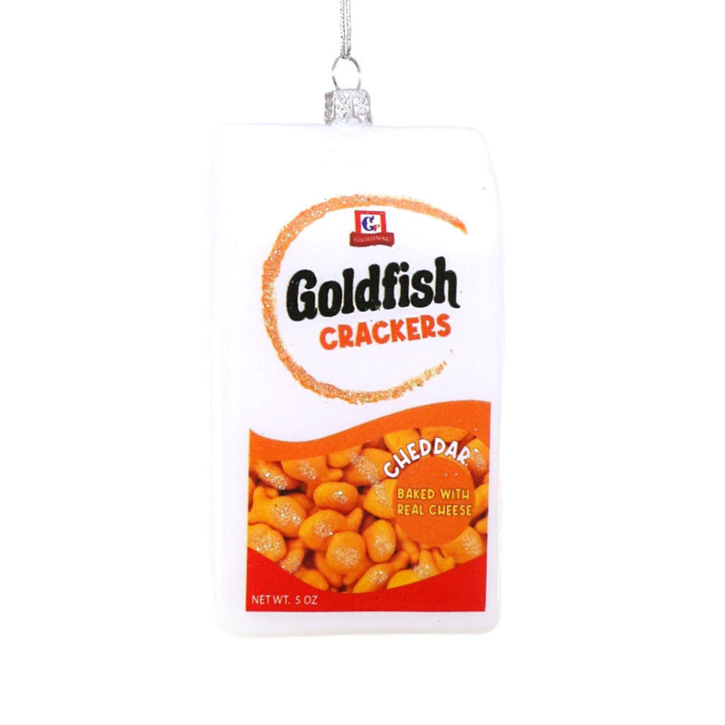 Cody Foster Goldfish Crackers bag glass holiday tree ornament.