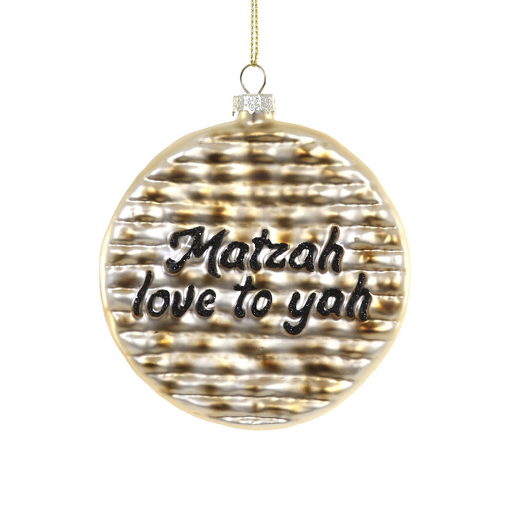 Cody Foster Matzah Love to Yah glass holiday tree ornament.