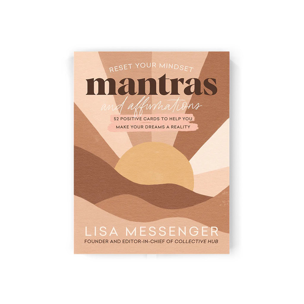 Collective Hub Reset Your Mindset Mantras and Affirmations: 52 positive cards to help you make your dreams a reality in box packaging, front view.