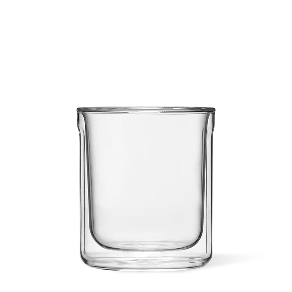 Corkcicle Double-Wall Insulated Clear Rocks Glass, side view.