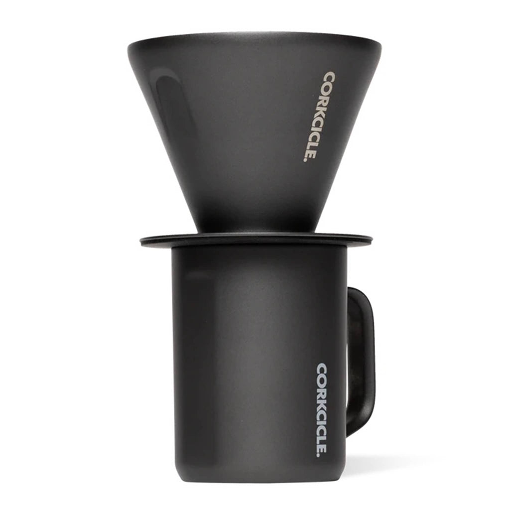 Corkcicle Coffee Pour Over Set with stainless steel insulated mug and pour over with ceramic slate finish.