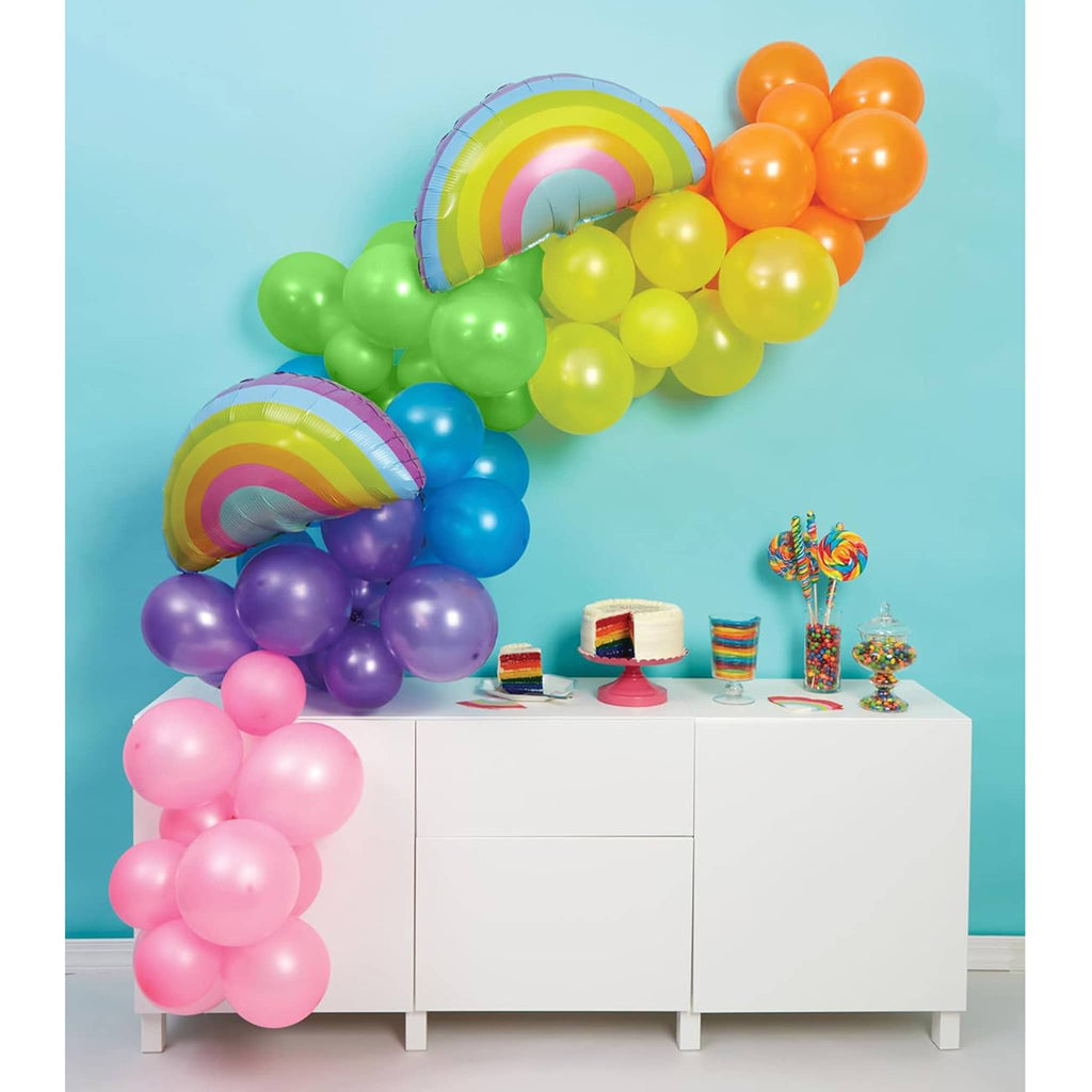 CR Gibson Over the Rainbow Balloon Garland Kit, in party setting.