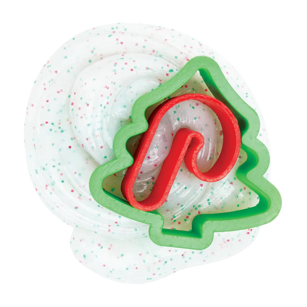 Crazy Aaron's Cookie Cutter holiday thinking putty, swirl with included tree and candy cane "cookie cutter."