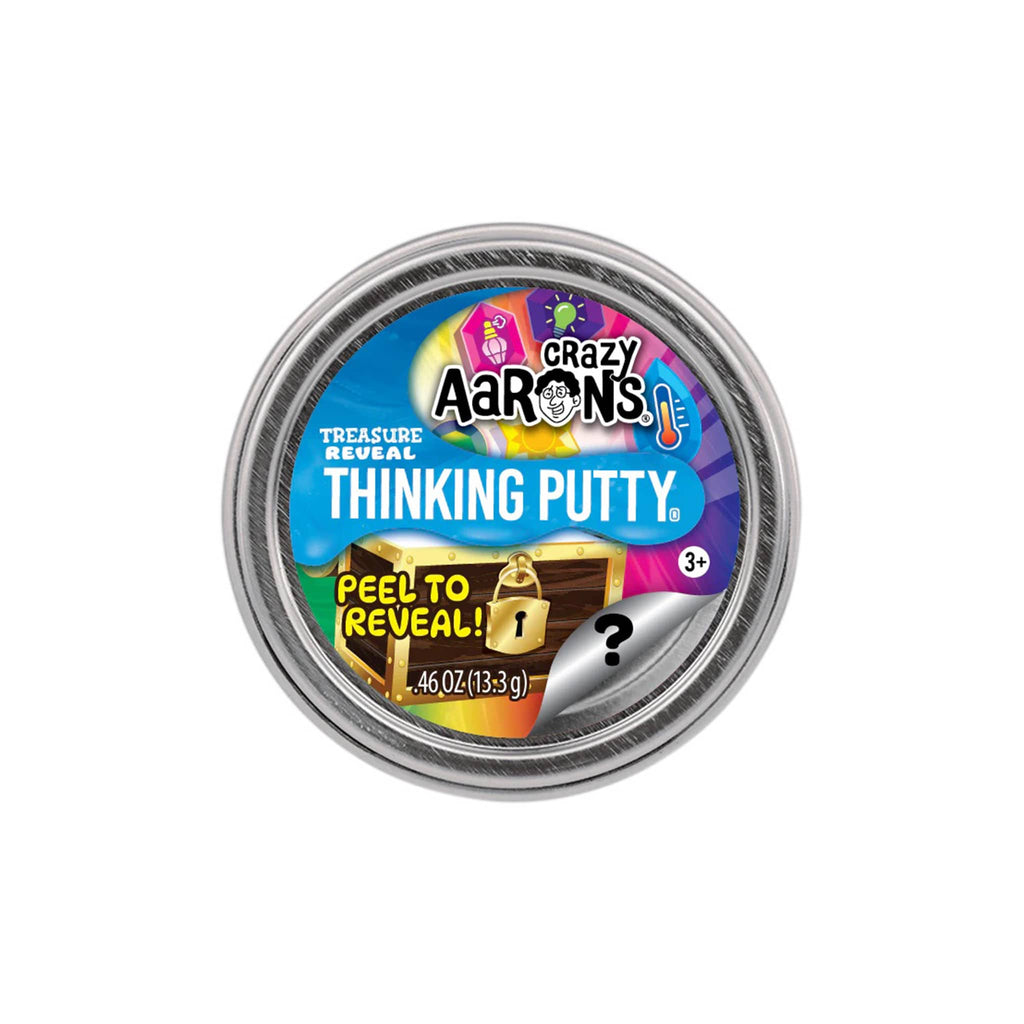 Crazy Aaron's Treasure Reveal Thinking Putty mini tin on a white background.
