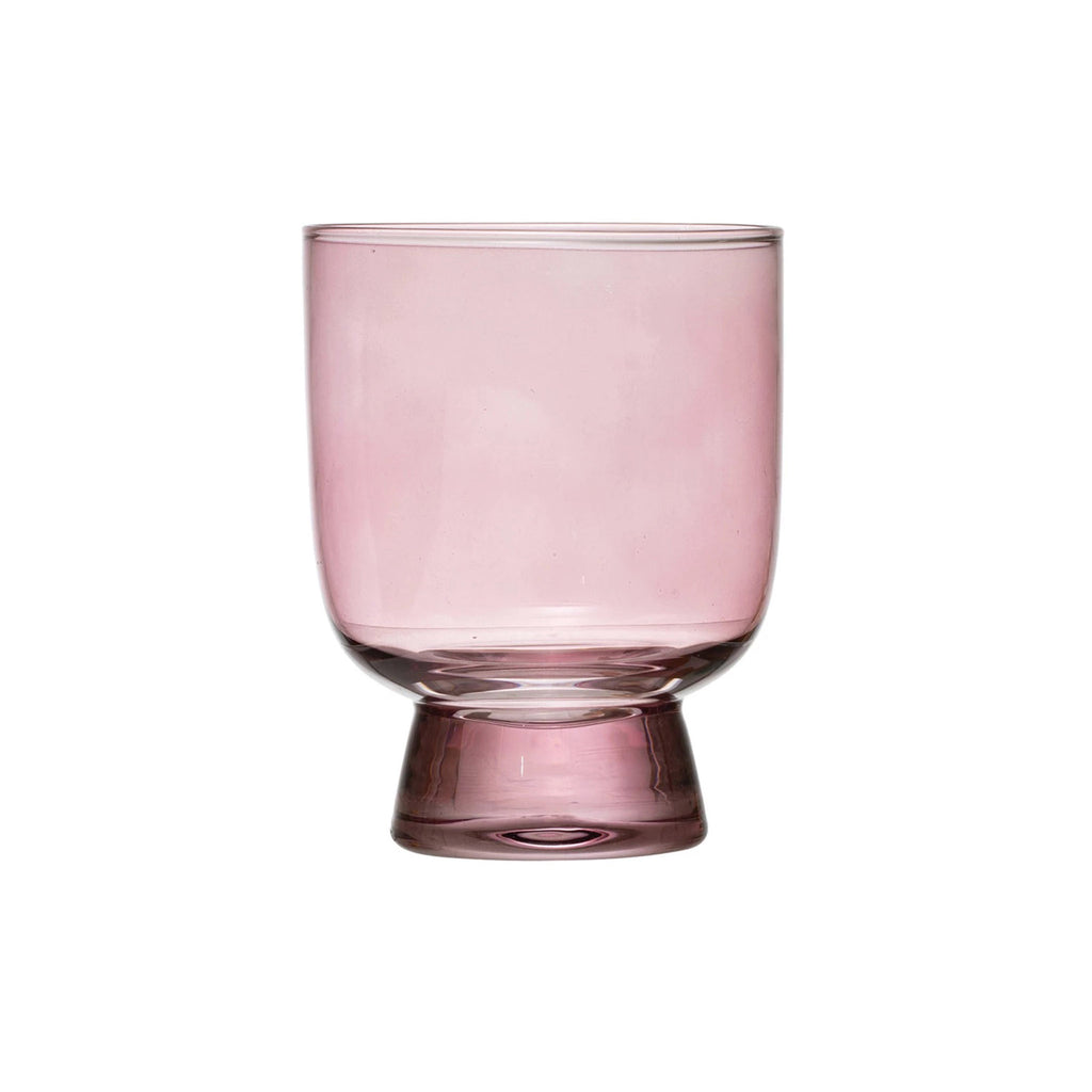 Creative Co-op pale purple 6 ounce round footed drinking glass.