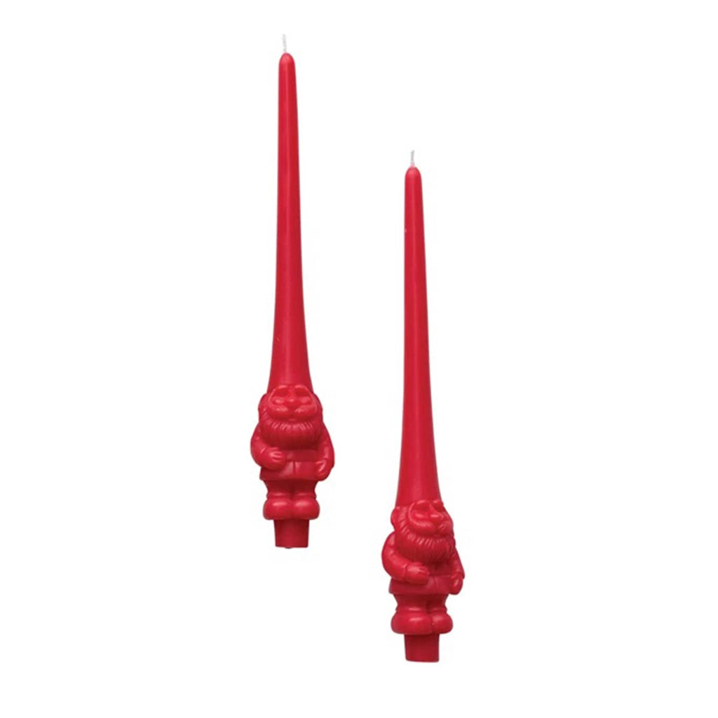 Creative Co-op unscented red gnome taper candles, set of 2.