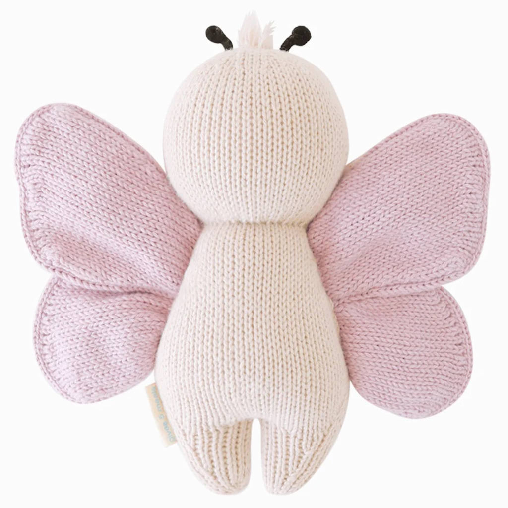 Cuddle and Kind Baby Butterfly hand knit doll, back view.