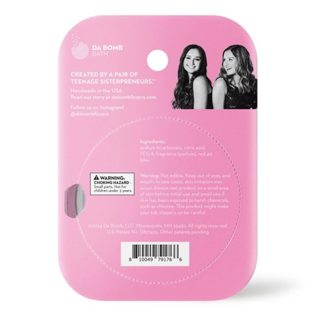 Pink packaging with images of two women and text on a white background.