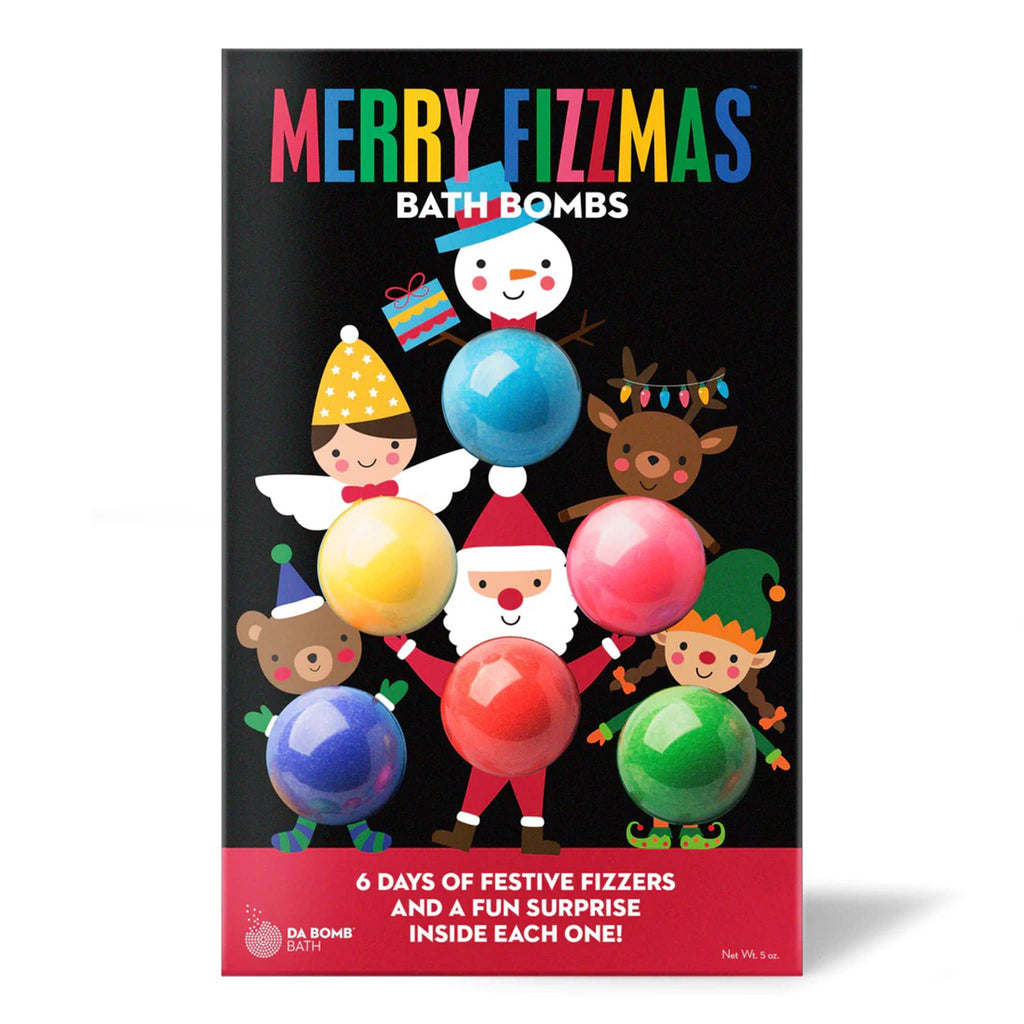 Da Bomb Merry Fizzmas Holiday Bath Bombs Advent Calendar, front of packaging.