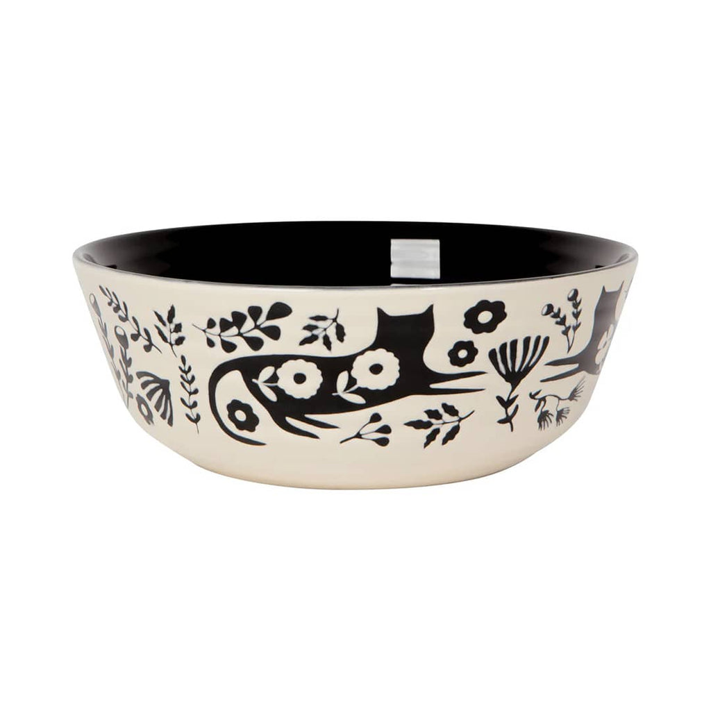 Danica catbloom imprint stoneware bowl with glazed black interior.