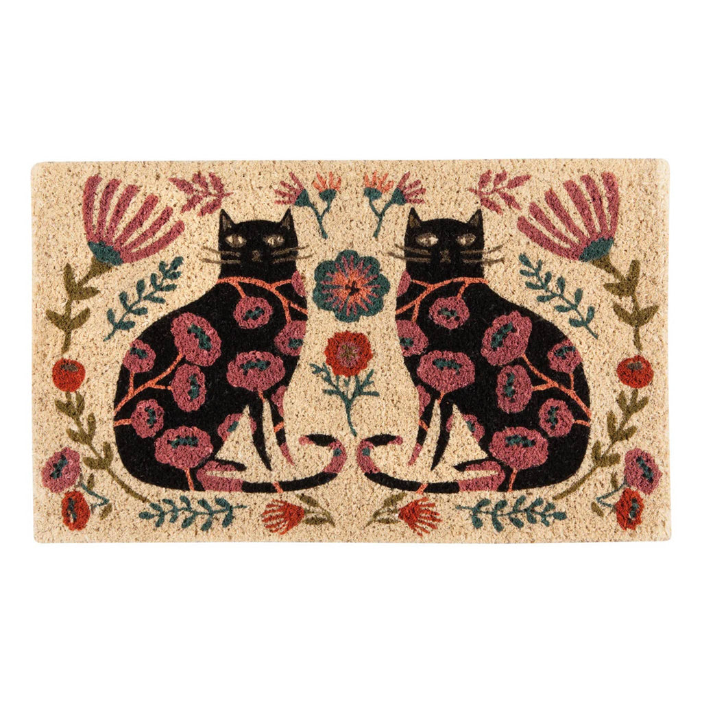 Danica Coir Doormat with Catbloom design.