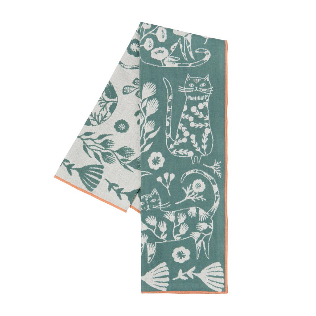 Danica Catbloom double cloth dishtowel, folded with both sides shown.