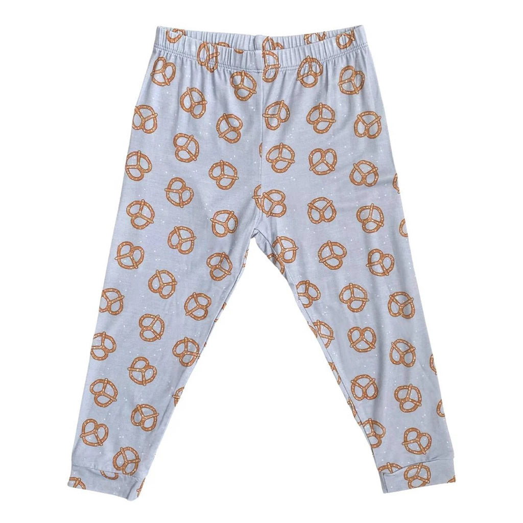 Dear Perli baby and toddler pajama sets in pretzel twists, bottoms shown.