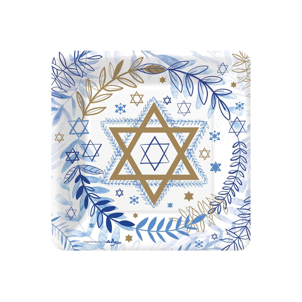 Design Design Judaic Stars and Leaves small square dessert paper party plate.