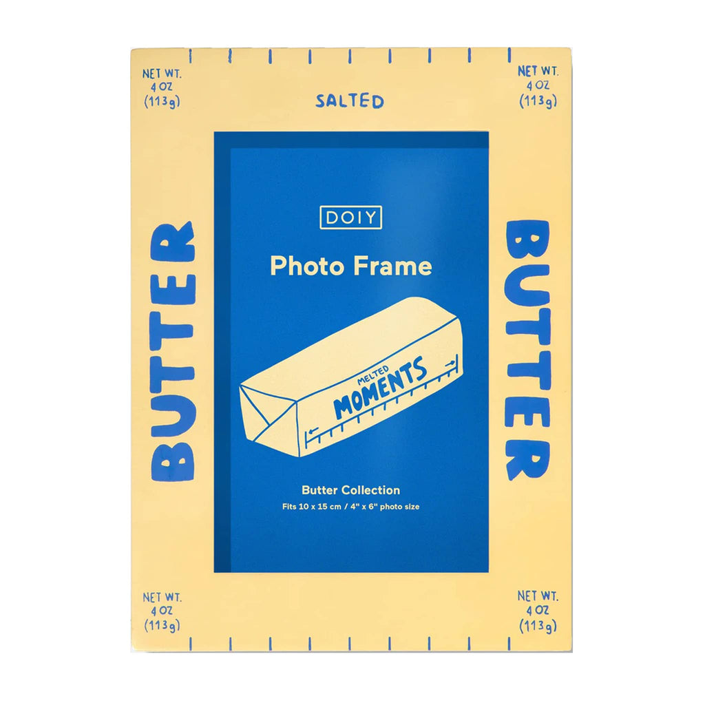 Butter-themed photo frame on a white background.