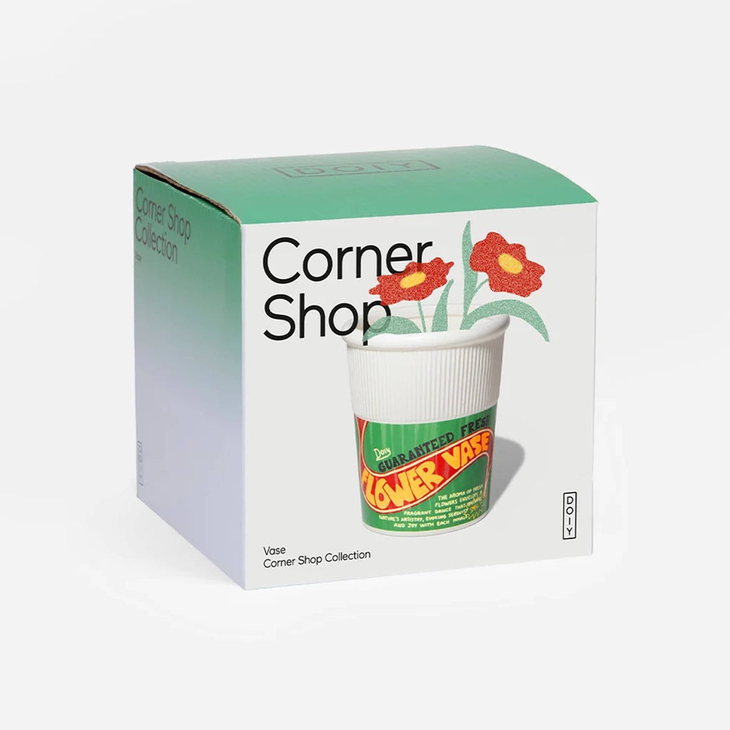 DOIY Corner Shop collection noodles cup vase in box packaging.