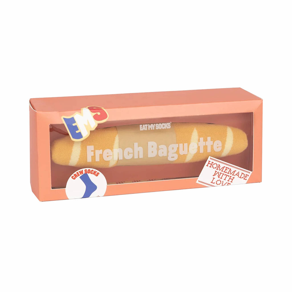 Socks packaged to look like a french baguette.