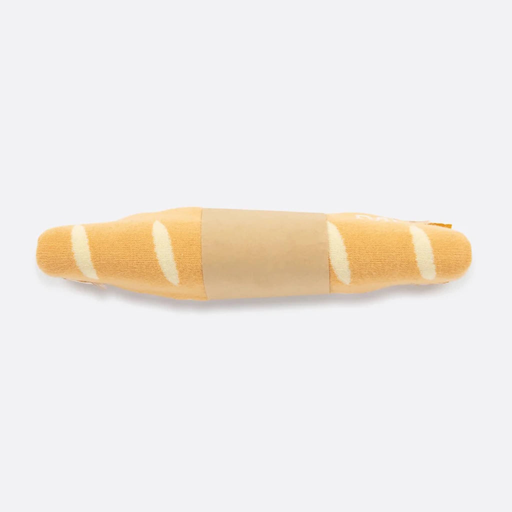 Crew socks folded to look like a baguette.