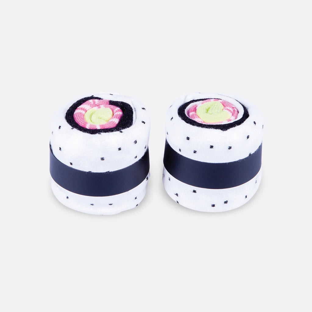 DOIY Eat My Socks california sushi roll unisex over the calf socks rolled to look like sushi rolls.