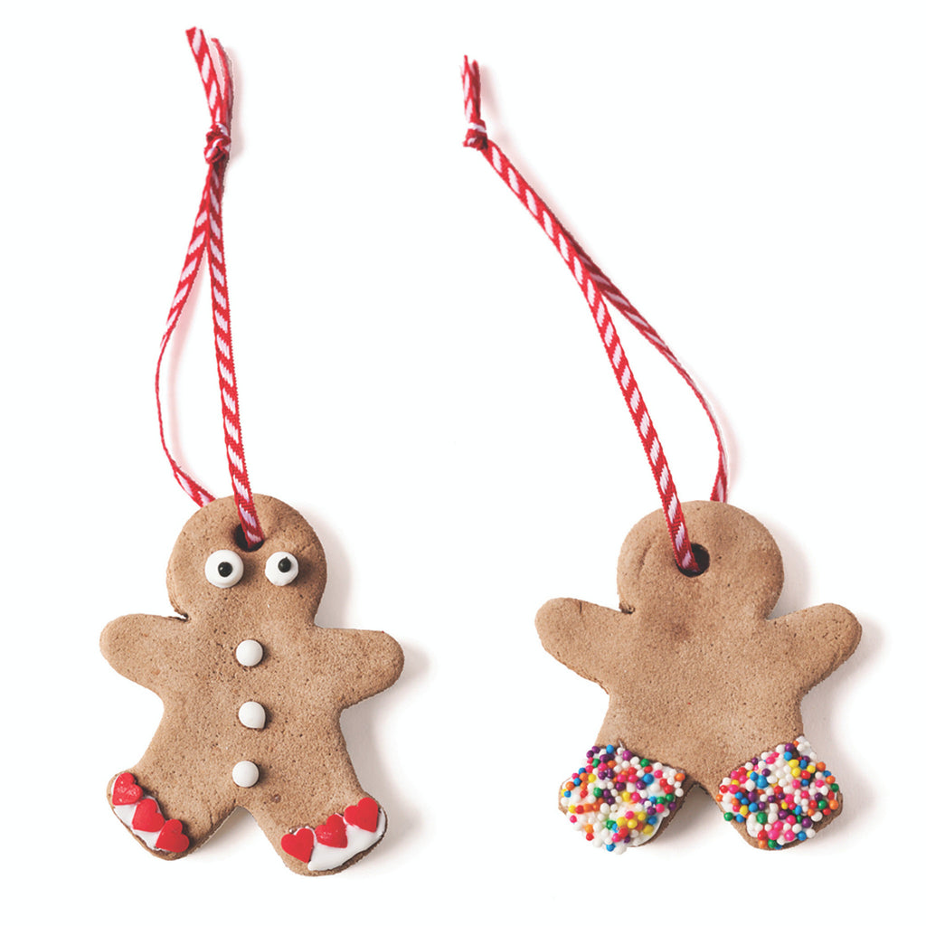 Eco Kids Gingerbread Ornament Kit, baked and decorated cookies.