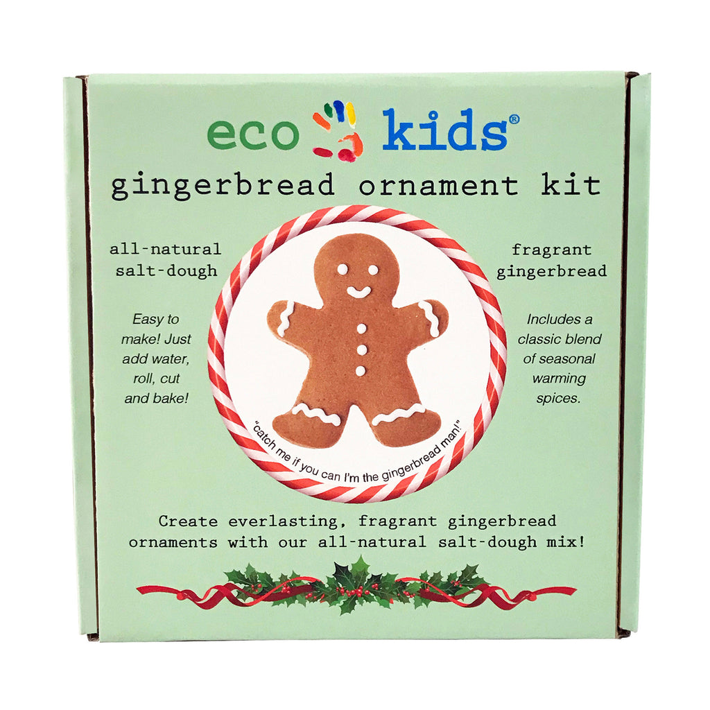 Eco Kids Gingerbread Ornament Kit in box packaging, front view.