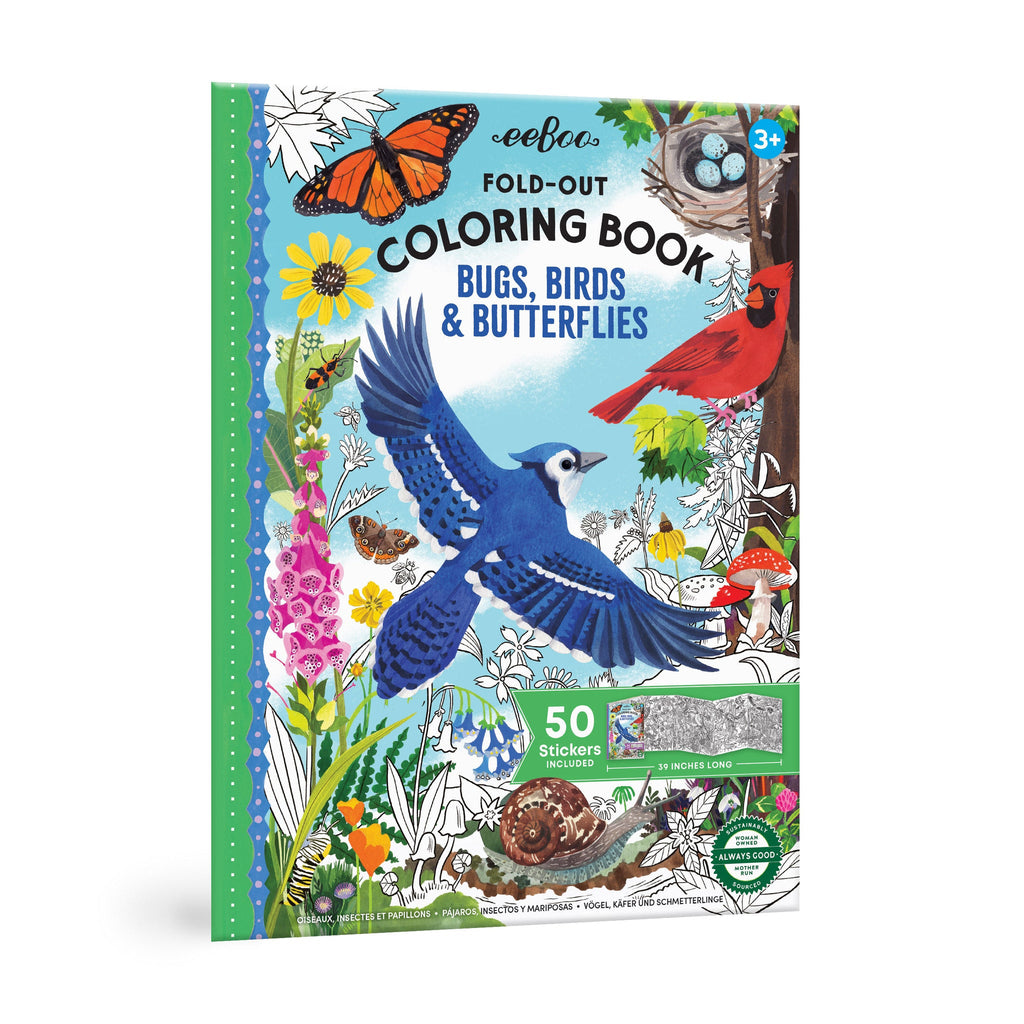 eeboo bugs birds butterflies fold out coloring book