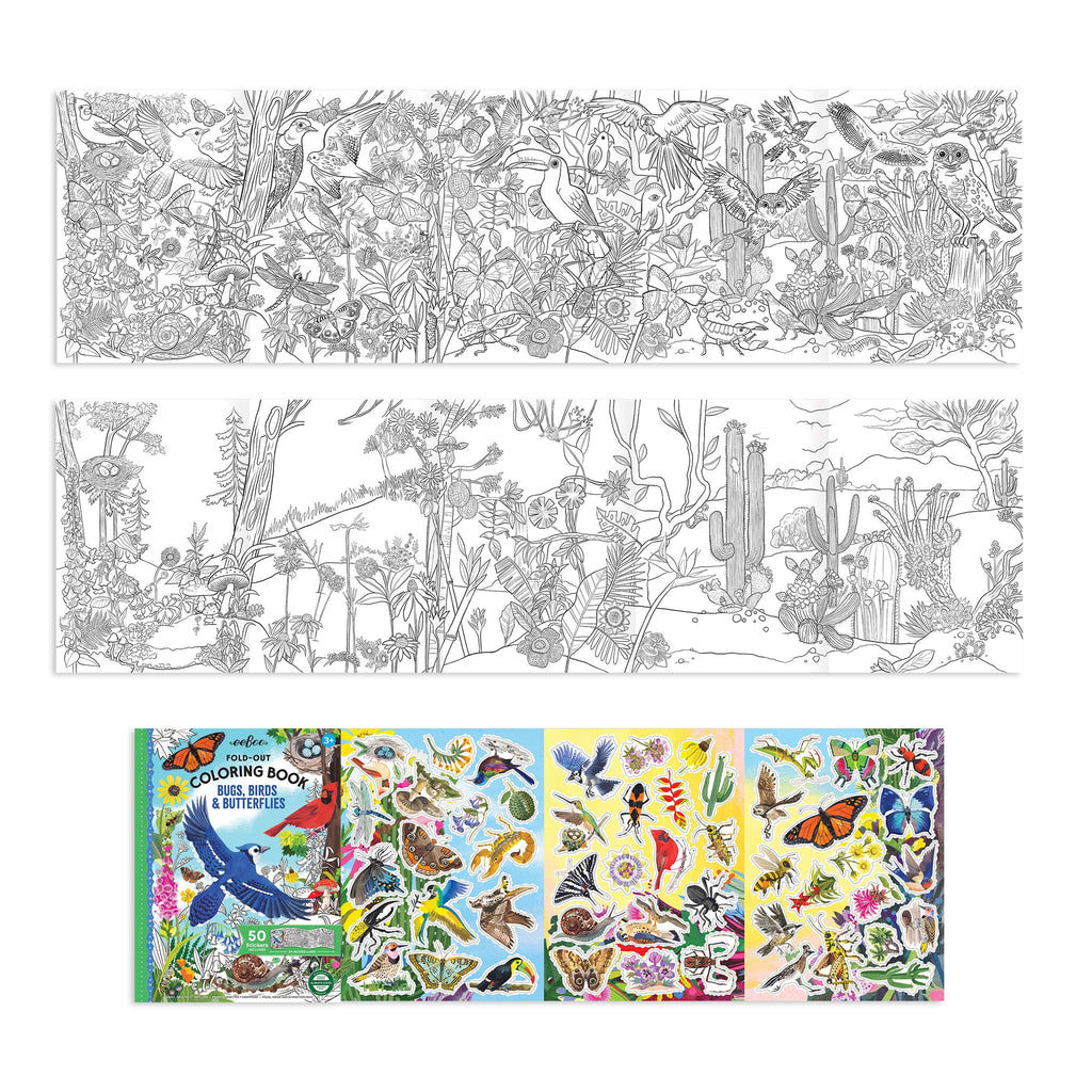 eeboo bugs birds butterflies fold out coloring book