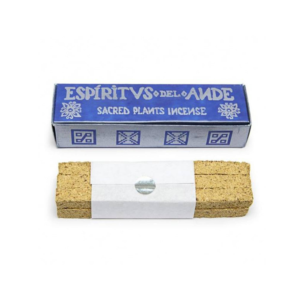 Espiritus del Ame sacred plants incense sticks with blue packaging on a white background.