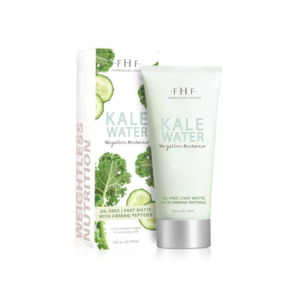FarmHouse Fresh Kale Water Weightless Moisturizer in mint green tube with box packaging.