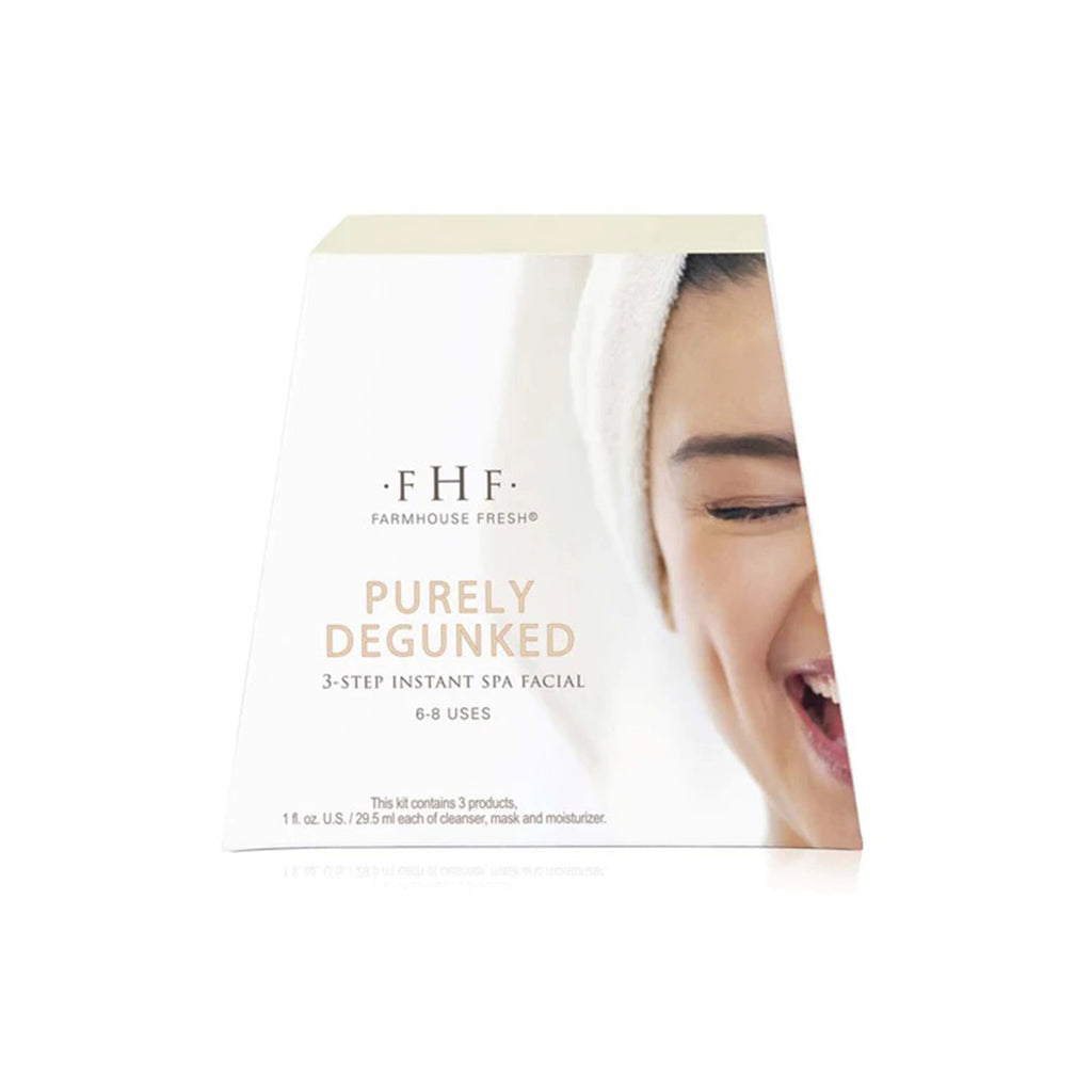 FarmHouse Fresh Purely Degunked 3-step Instant Spa Facial Kit in box packaging.