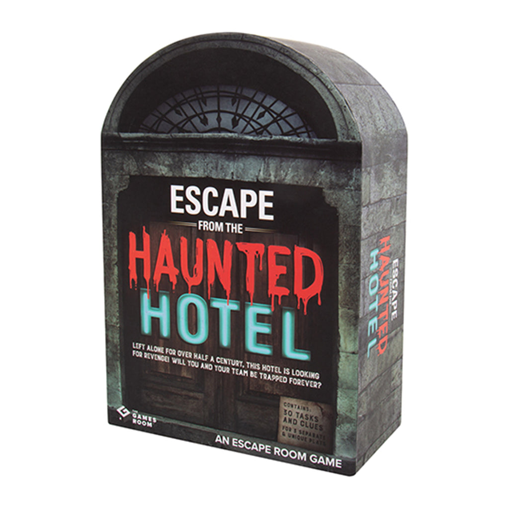 Fizz Creations Escape from the Haunted Hotel game box front and side angle.
