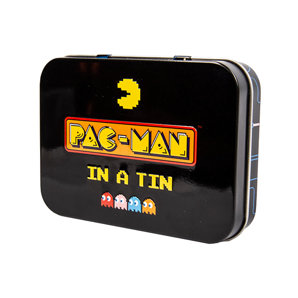 Fizz Creations Pac Man Arcade in a Tin, view of the front of the tin.