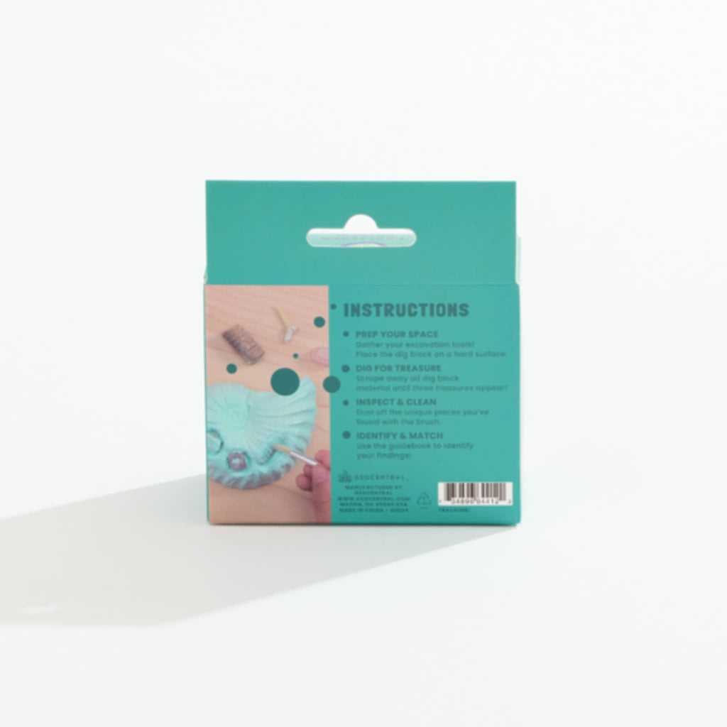 Teal packaging with instructions on a white background.