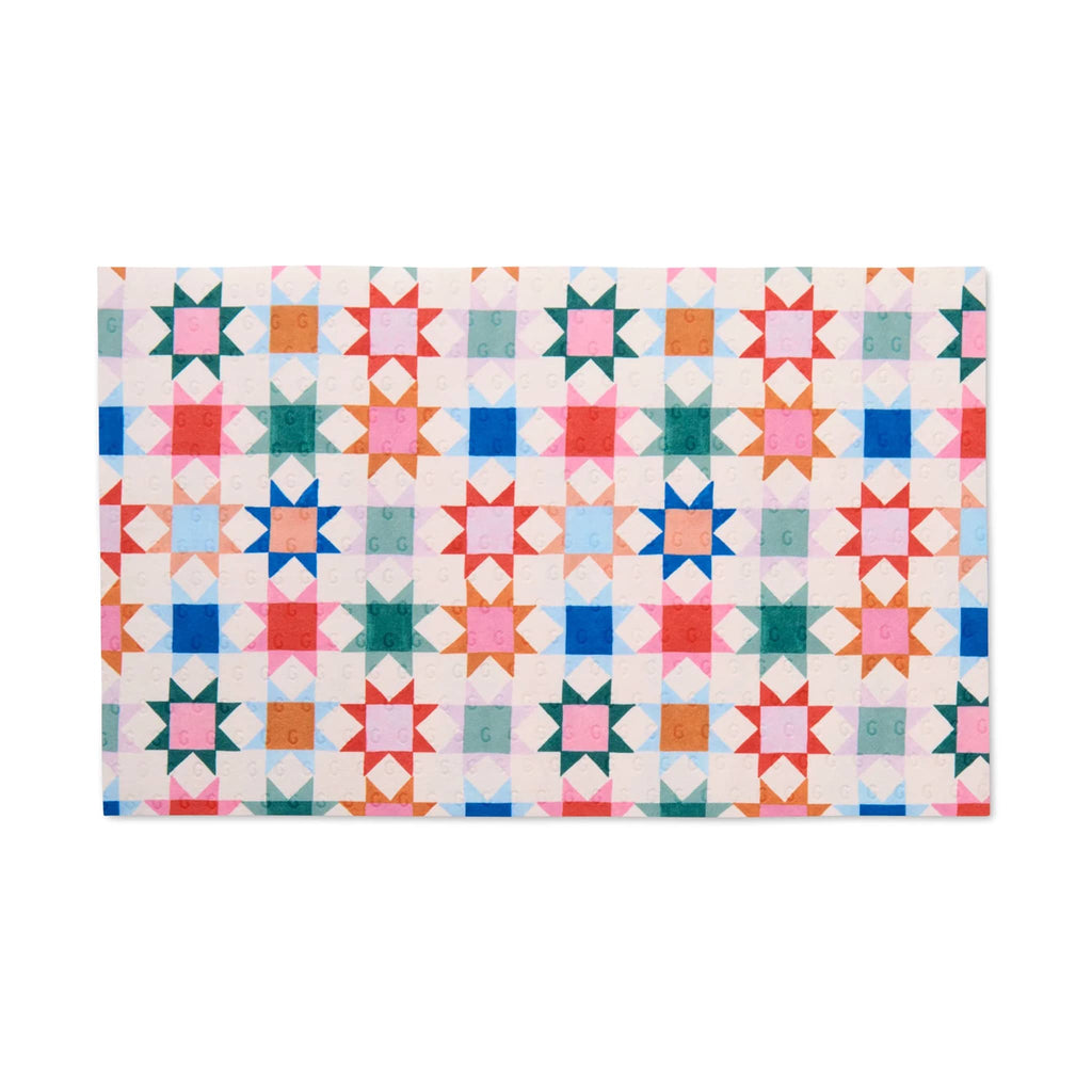 Geometry Patchwork Picnic eco-friendly reusable not paper towel, single for detail.