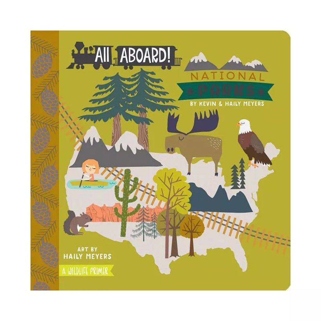 Front cover of Gibbs Smith All Aboard! National Parks baby and toddler board book.