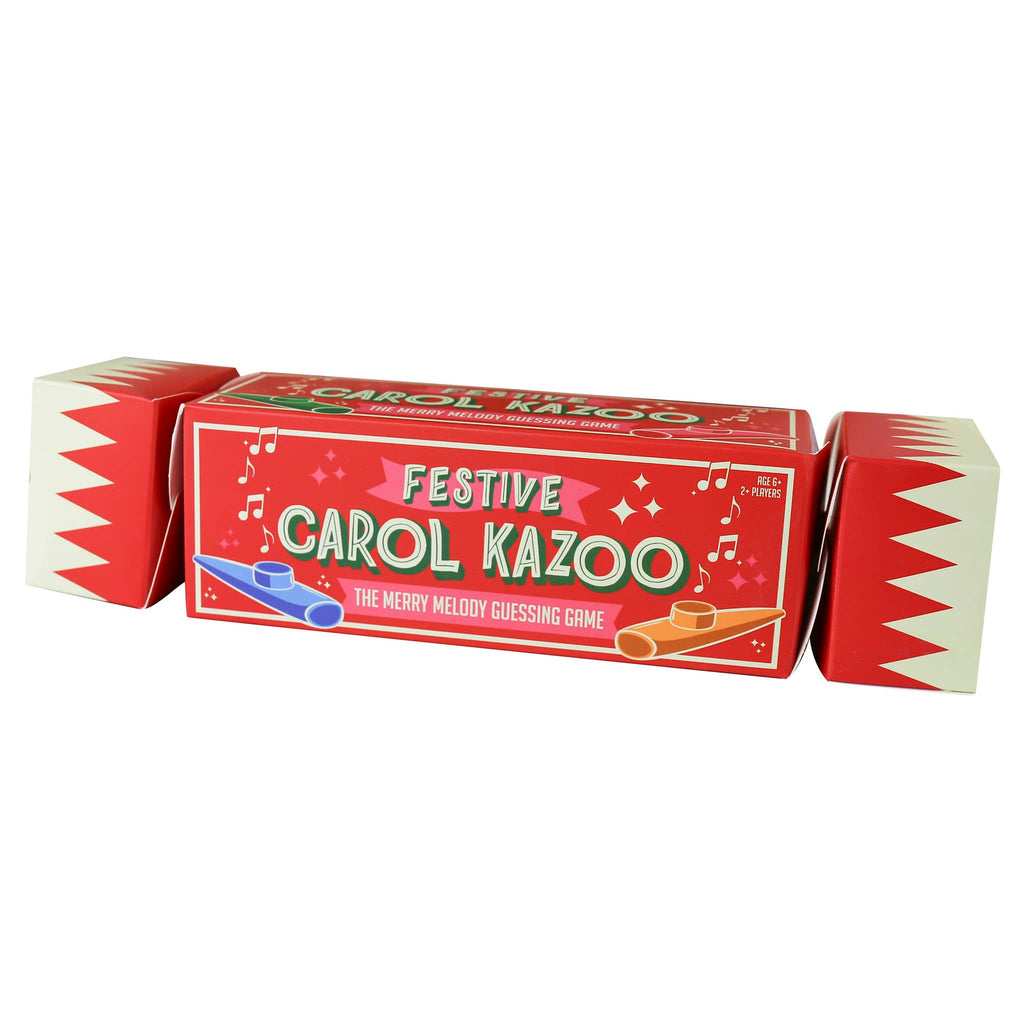 Gift Republic Festive Carol Kazoo holiday party game in cracker packaging, front view.