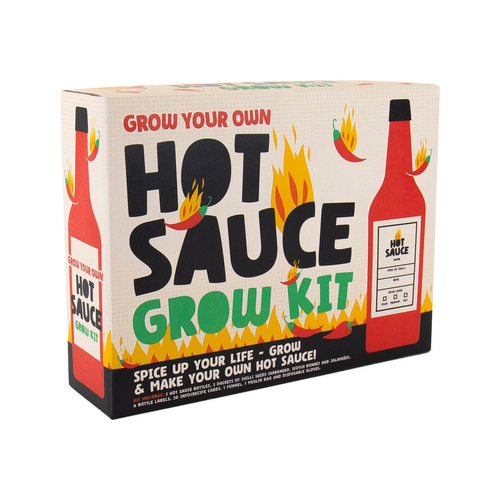 Gift Republic Grow Your Own Hot Sauce Kit, in box packaging, front angle.