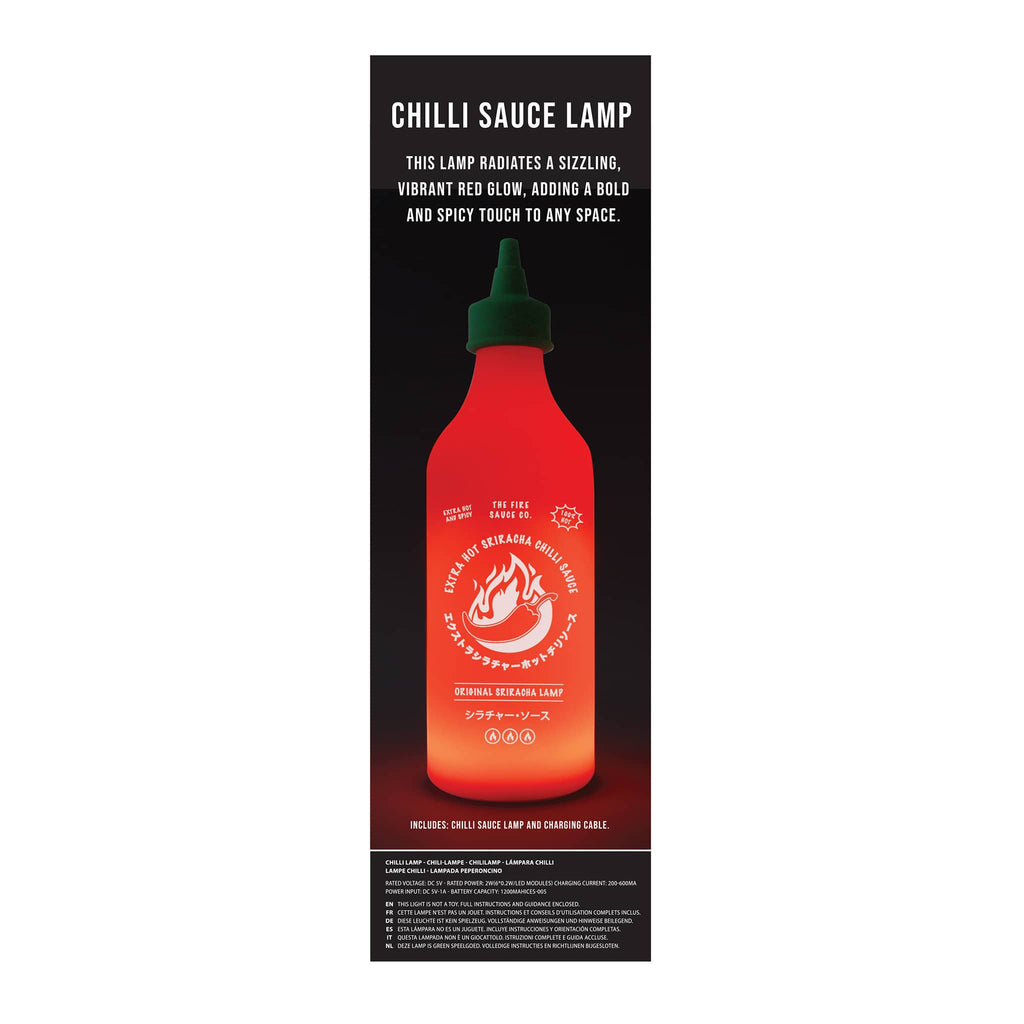 Gift Republic Chili Sauce Lamp in box packaging, back view.