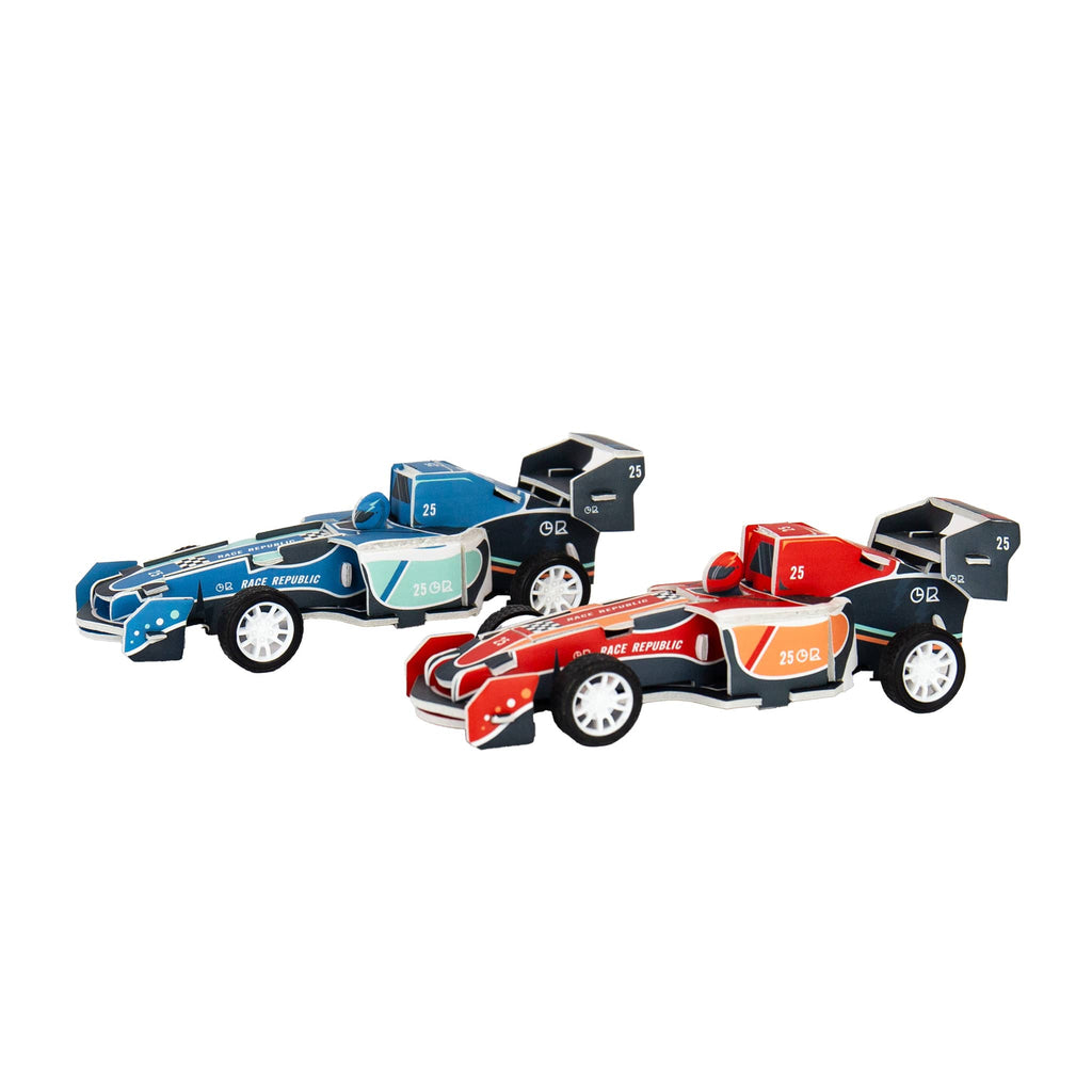 Gift Republic Build Your Own Wind Up Racing Cars DIY Stem Kit, finished cars.