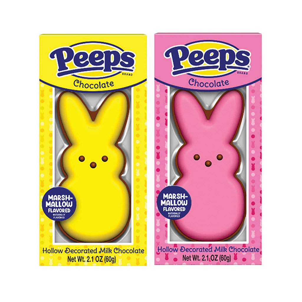 Gotta Get it Gifts Peeps Chocolate bunnies in yellow and pink, in packaging