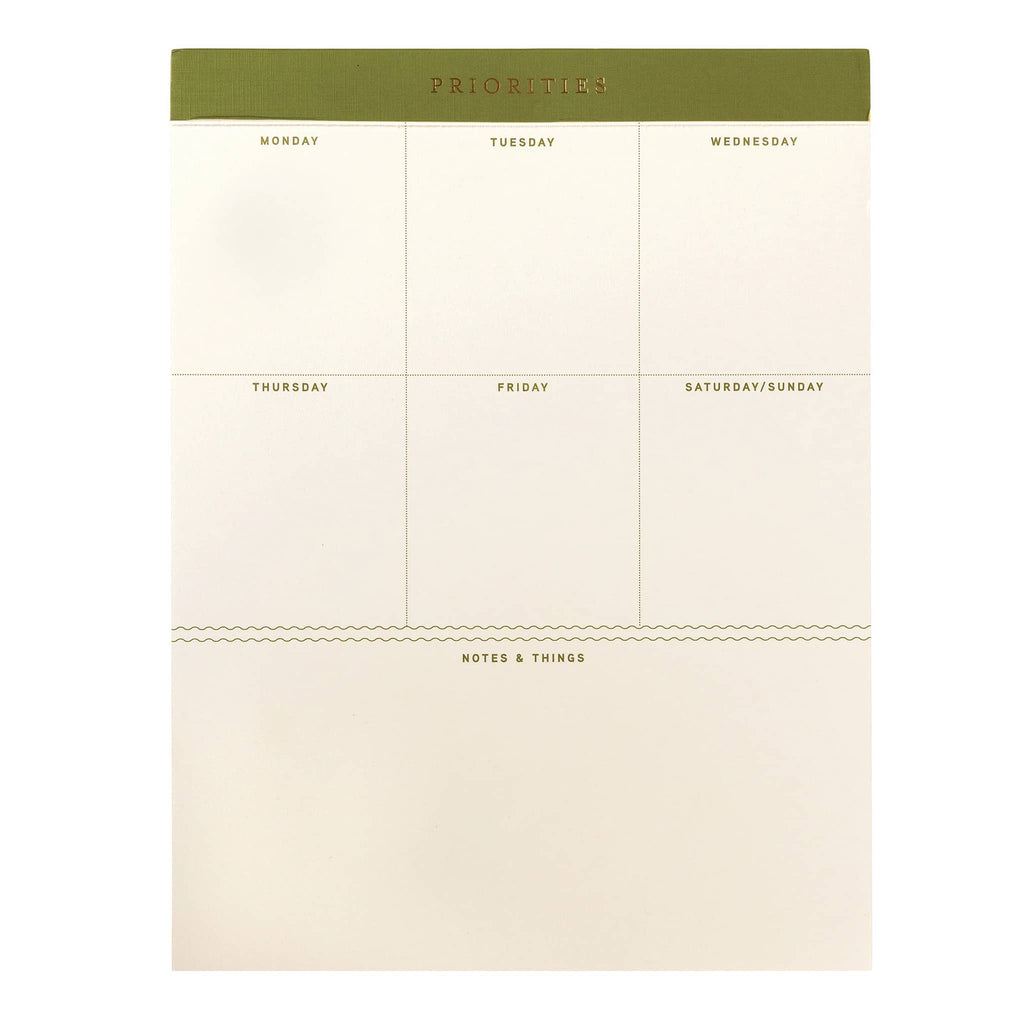 Weekly planner with days of the week and 'Notes & Things' section on a beige background.