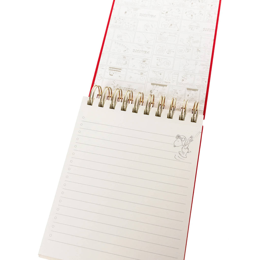 Notepad with top binding, open, on a white background.