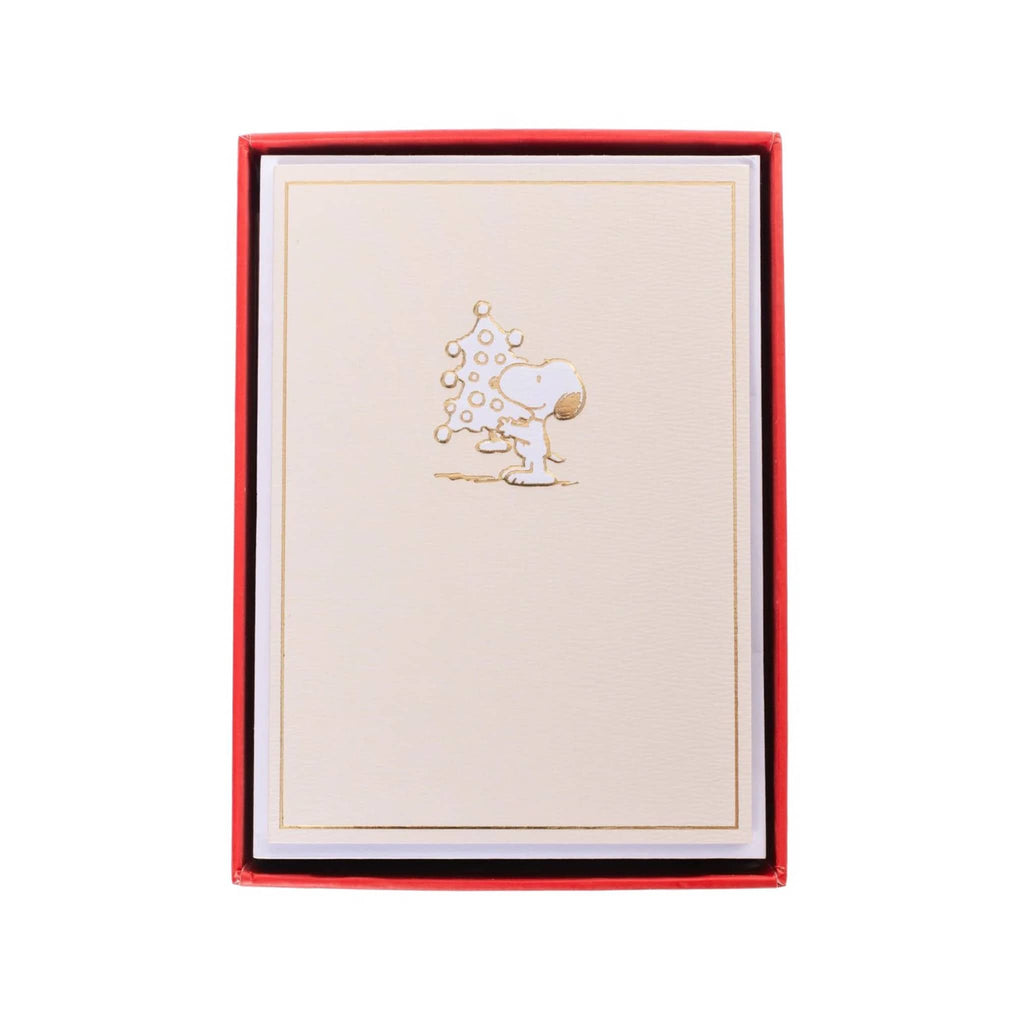 Greeting card with Snoopy design in a red box, on a white background.