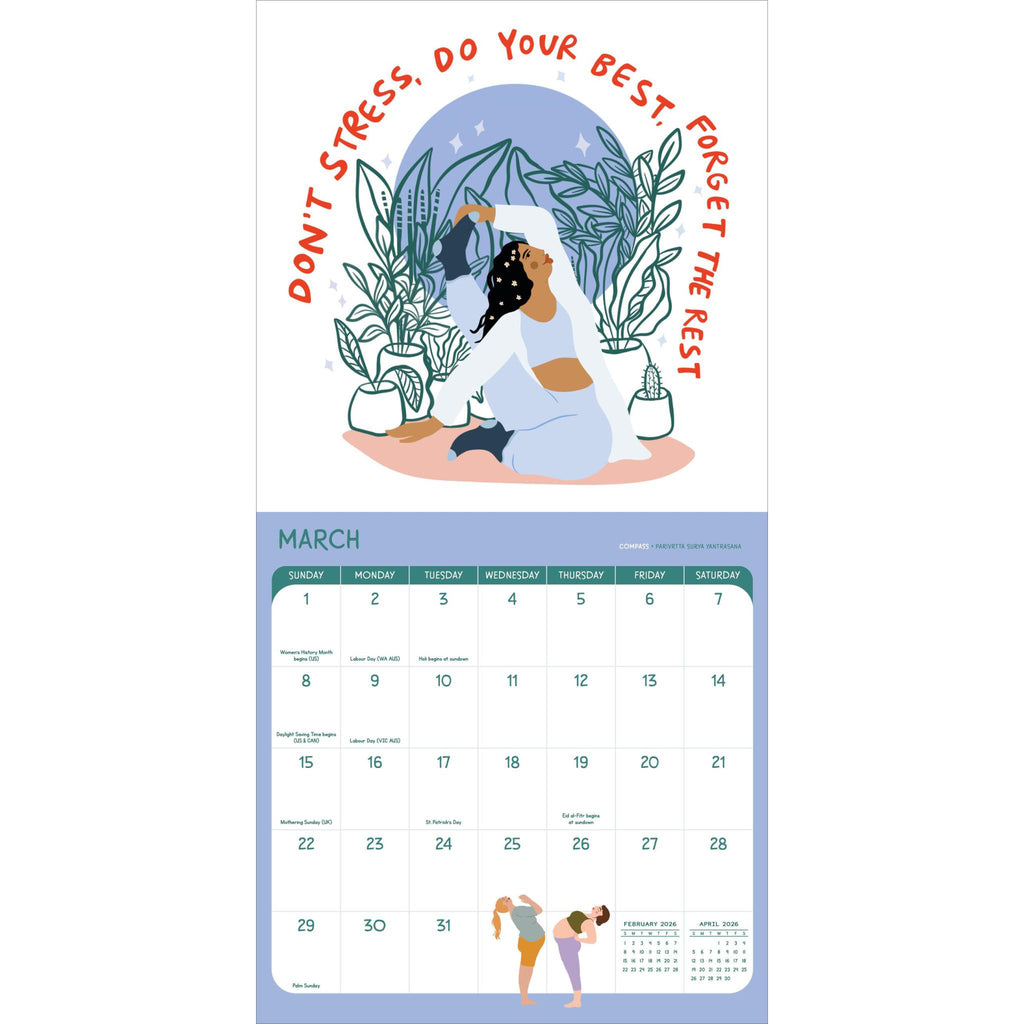 hachette yoga is my happy place wall calendar 2026