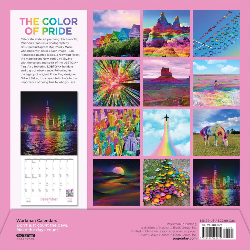 hachette rainbows wall calendar 2025