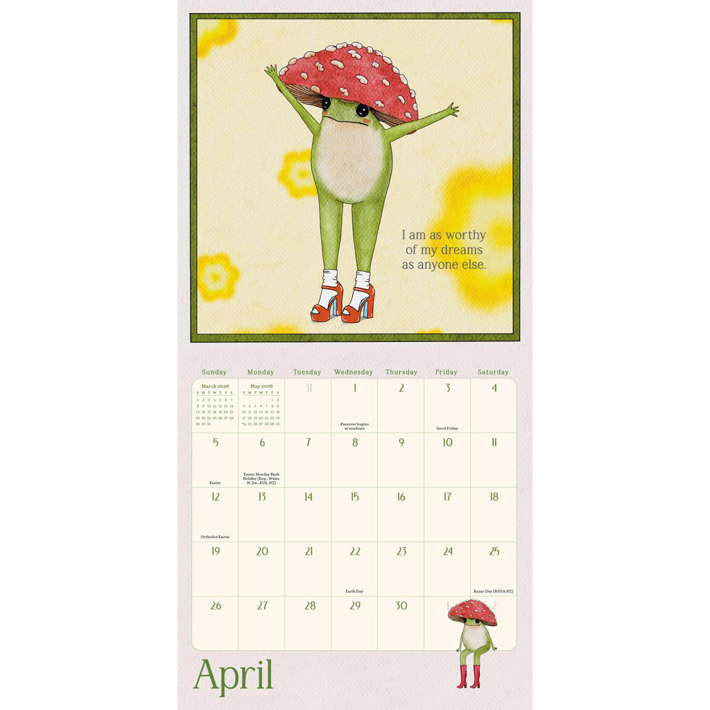 hachette the little frogs guide to self care mini wall calendar 2026