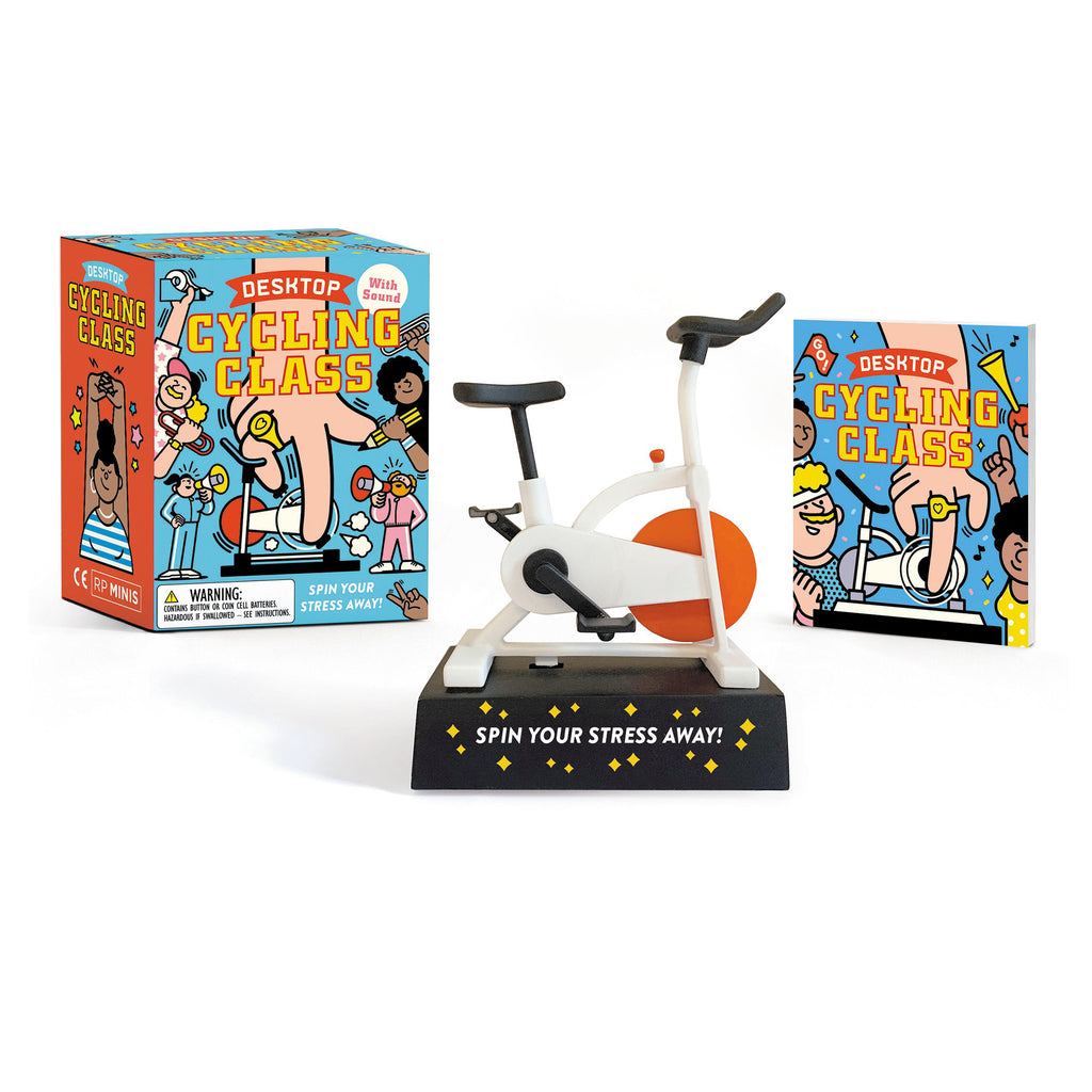 Hachette Desktop Cycling Class with Sound Mini Kit with mini stationery cycle, mini book and box packaging.